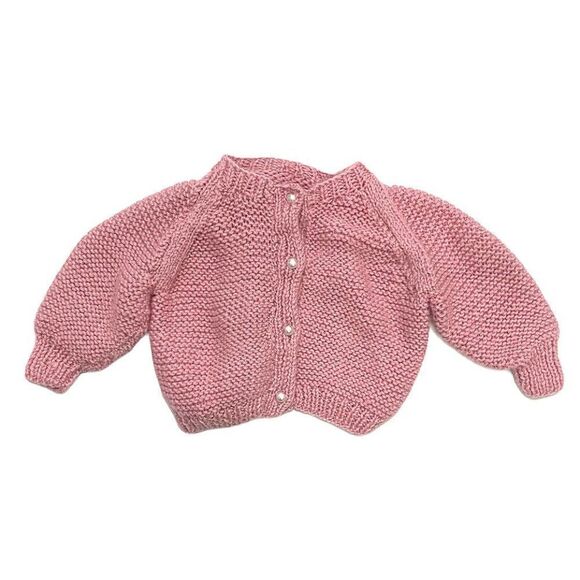 VINTAGE Hand Knit Dusty Rose Baggy Cut Cardigan - Picture 1 of 3